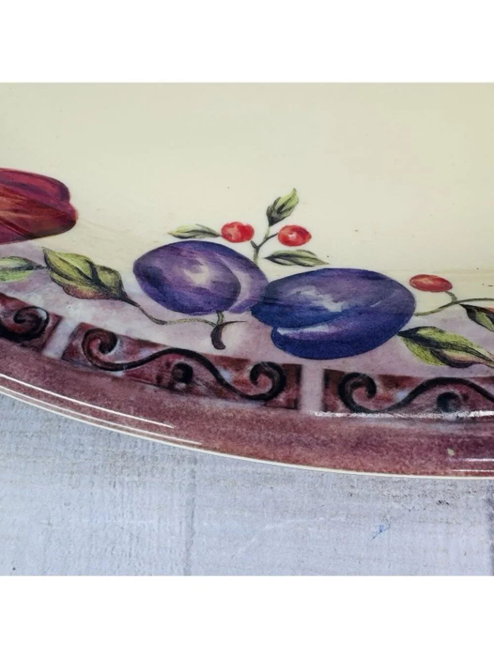 JC Penny Home Collection FRUIT MULTI Purple Melamine Large Oval Serving Platter
